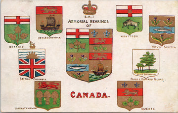 Armorial Bearings of Canada Provincial Coat of Arms Shields TUCK Postcard S3