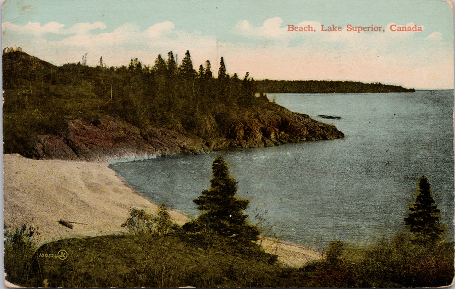 Beach Lake Superior Ontario ON c1918 CPR News Service Postcard S3