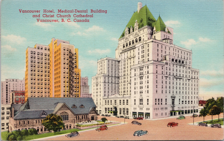 Vancouver BC Hotel Medical Dental Building Christ Church Postcard S3