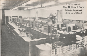 Vernon BC The National Cafe Interior View Map on Back Unused Litho Postcard S3