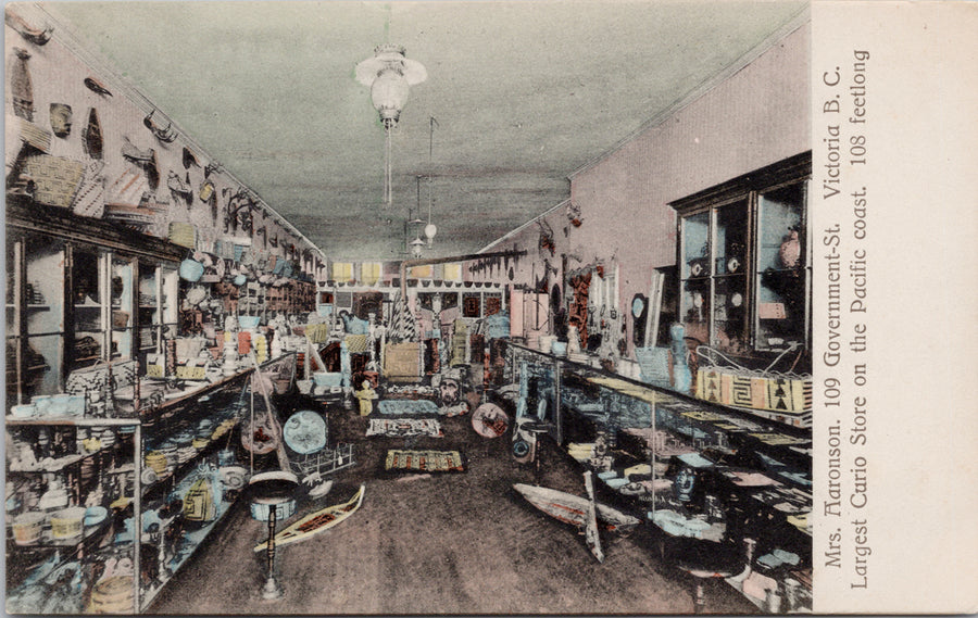 Mrs Aaronson Curio Store Victoria BC Government Street Postcard S3