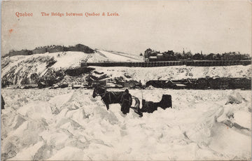 Quebec Bridge between Quebec & Levis Horse Sleigh Postcard S3