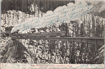 Scenic WA Great Northern Train Loop Railway Cascade Mountains c1910 Postcard S3