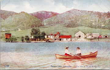 Palmer Lake Colorado CO Women in Boat on D. & R.G. Railways Unused Postcard S3