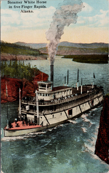 Steamer 'White Horse' Alaska Five Finger Rapids c1922 Postcard S3
