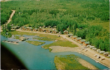 The Viking Lodge Cranberry Portage Manitoba MB Aerial c1969 Postcard S3