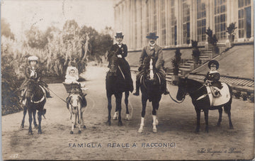 Reale A Racconigi Royalty Family on Horses Portrait Italy c1922 RPPC Postcard S3