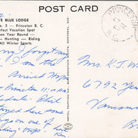 Sky Blue Lodge Princeton BC British Columbia Cabins c1962 Postcard S3