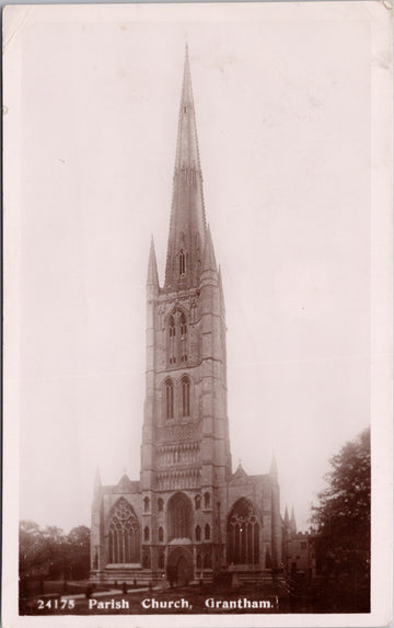 Parish Church Grantham England UK RPPC Postcard S4