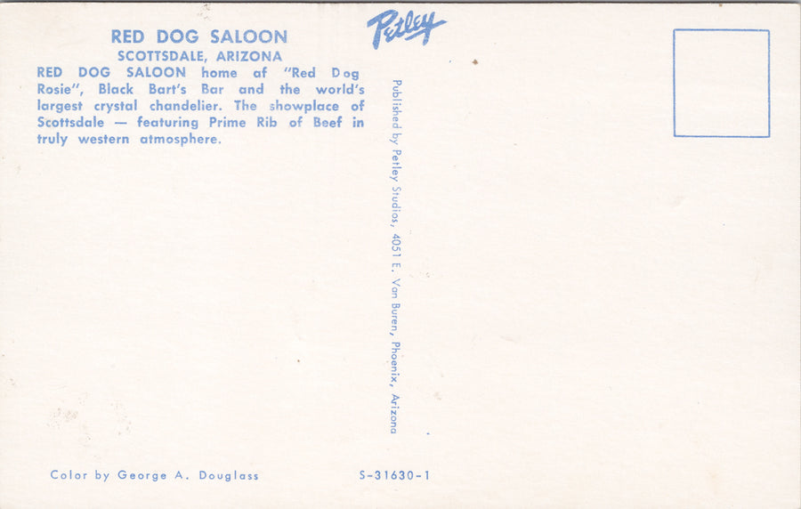 Scottsdale AZ Red Dog Saloon Interior Unused Vintage Postcard S4