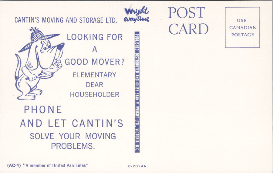 Cantin's Moving and Storage Advertising BC British Columbia Unused Postcard S4