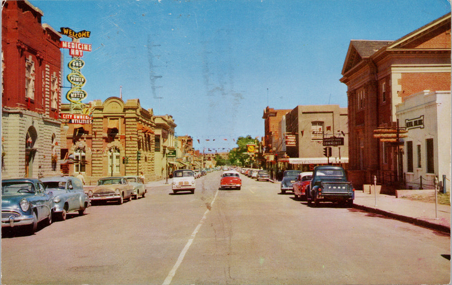 Medicine Hat Alberta Second Street Postcard