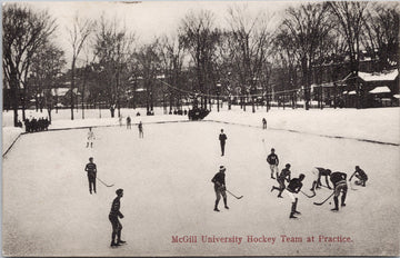 McGill University Hockey Team at Practice c1906 European Import Co. Postcard S5