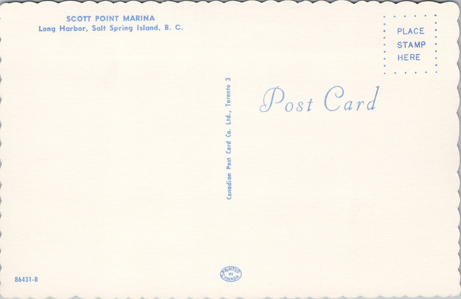 Scott Point Marina Long Harbour Salt Spring Island BC Unused Postcard S5