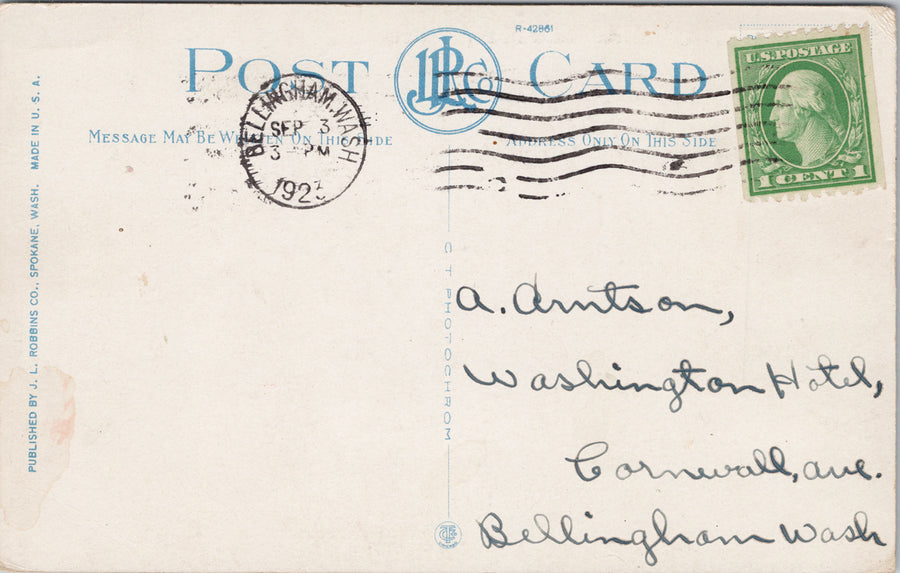 Dumping Logs Into Water Pacific Northwest FH Nowell c1923 Postcard S5