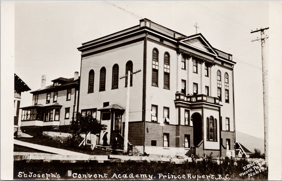 Prince Rupert BC St. Joseph's Convent Academy Button #613 RPPC Postcard S5