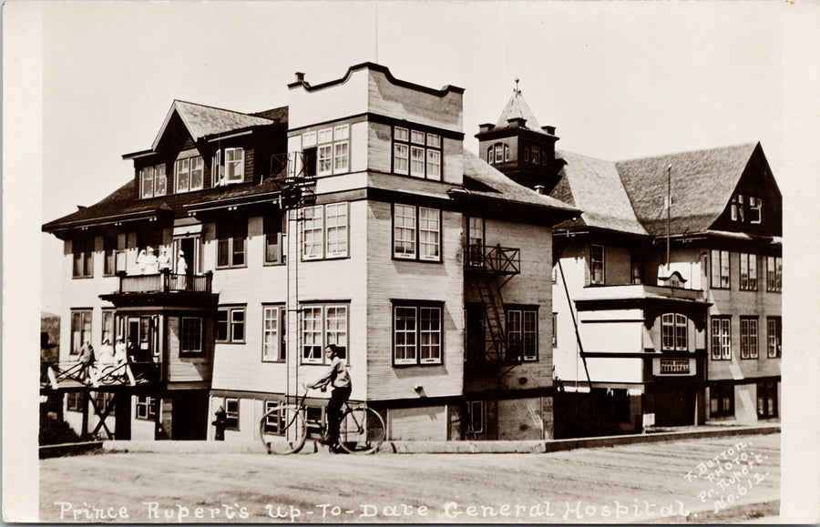 Prince Rupert BC General Hospital Button #612 RPPC Postcard S5