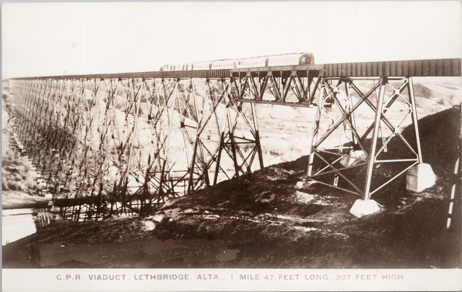 CPR Viaduct Lethbridge Alberta Train Bridge Postcard