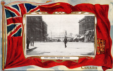 Ferry Landing Windsor ON Ontario Patriotic Red Ensign Flag Howell Bros Postcard S5