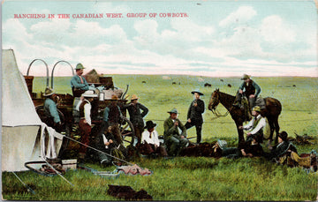 Ranching in the Canadian West Cowboys Postcard