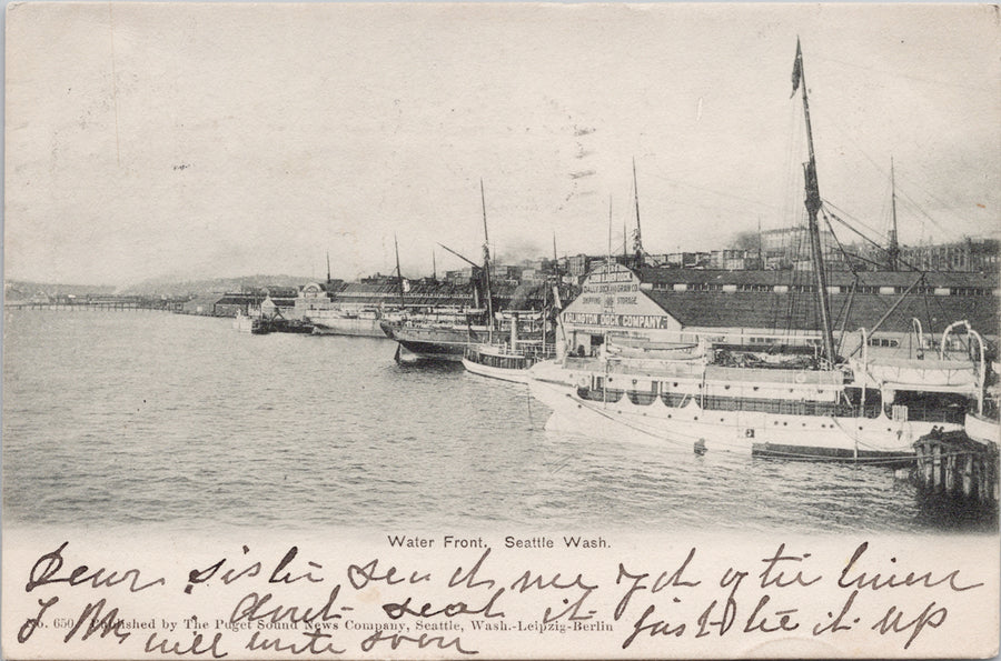 Seattle WA Water Front Arlington Dock Co. Postcard 