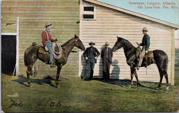 Calgary Alberta Cowboys Horses CPR Line Postcard 