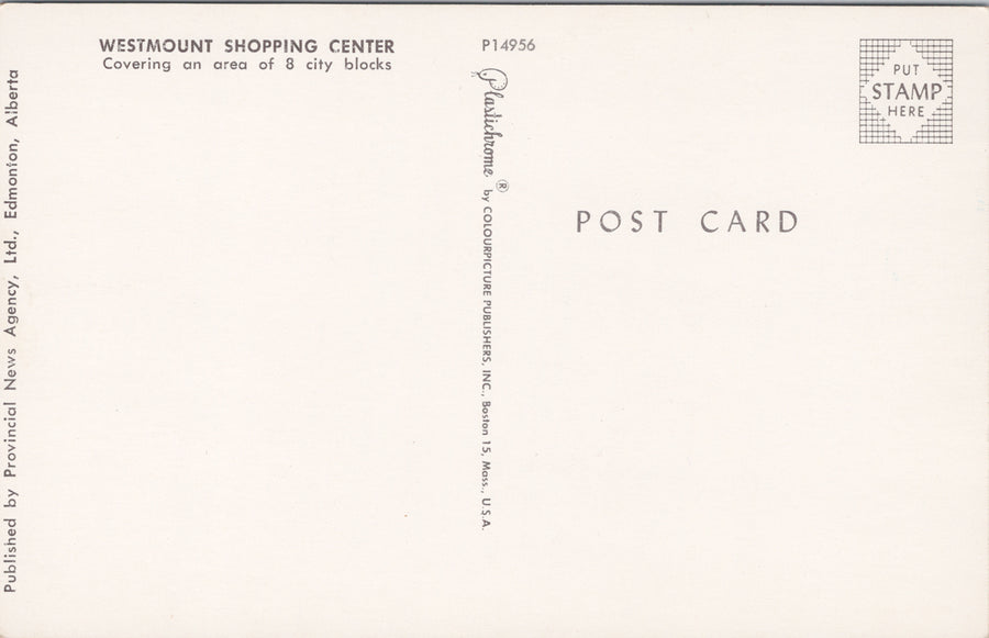 Westmount Shopping Centre Edmonton AB Alberta Aerial View Unused Postcard S5