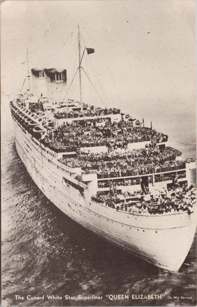 'Queen Elizabeth' Ship Cunard White Star Superliner Postcard 