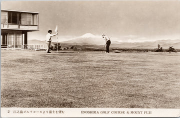 Enoshima Golf Course & Mount Fuji Japan Golfing Postcard