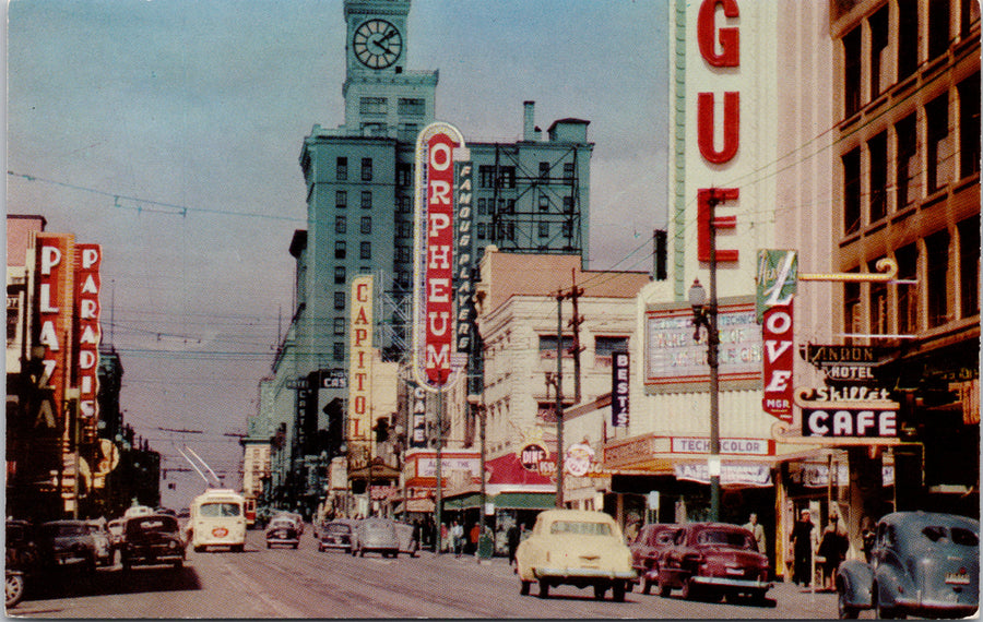 Granville Street Vancouver BC Vogue Orpheum Capitol Theatre Postcard