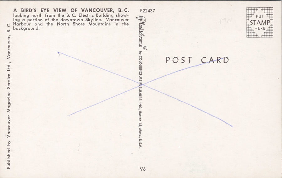 Vancouver BC Electric Building Skyline Postcard S5