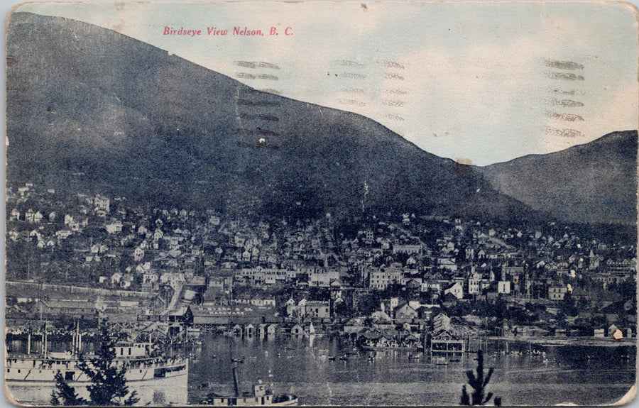 Nelson BC British Columbia Birdseye Postcard