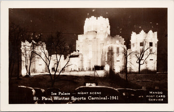 St. Paul MN Winter Sports Carnival 1941 Ice Palace Postcard 