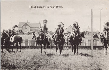 Native American Indians 'Blood Squaws in War Dress' Indigenous Postcard 
