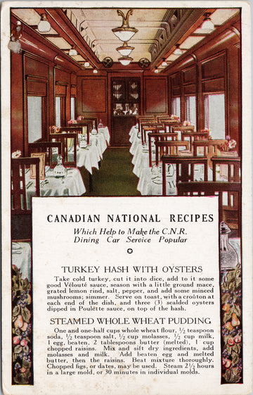 Canadian National Railway Recipes Turkey Hash with Oysters Postcard