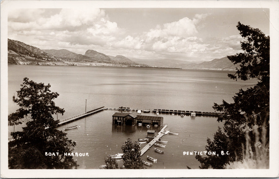 Penticton BC Boat Harbour Marina c1947 Sunderwood Postcard 