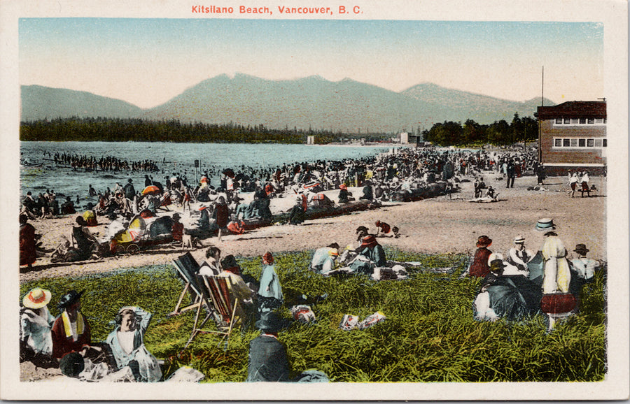 Vancouver BC Kitsilano Beach Kits Unused Leonard Postcard