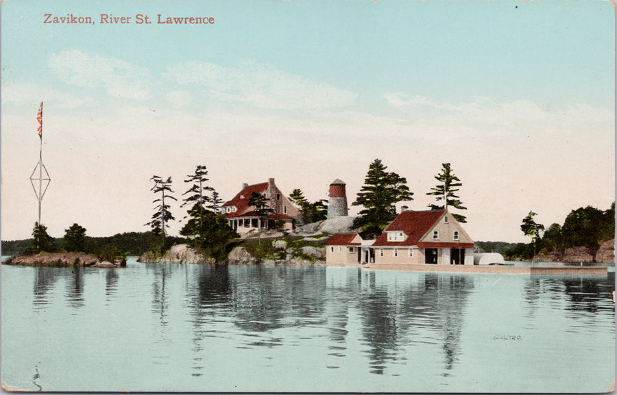 Zavikon River St. Lawrence Ontario Postcard 