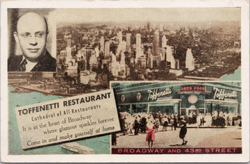 Toffenetti Restaurant New York City NY Advertising Postcard