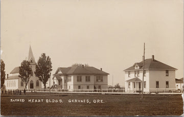 Gervais Oregon Sacred Heart Buildings Catholic Church Real Photo Postcard 