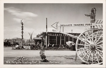 Missoula MT Hellgate Trading Post Robert Catlin Real Photo Postcard 