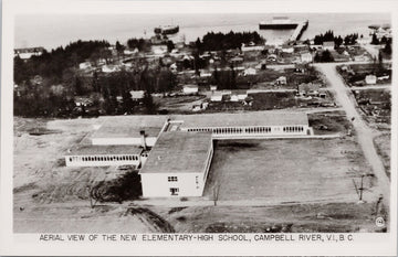 Campbell River BC Elementary High School Aerial View Postcard 