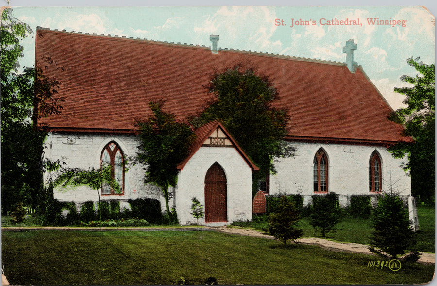 St John's Cathedral Winnipeg MB North Portal & Moose Jaw RPO Postcard 