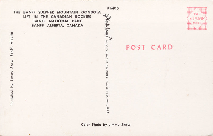 Banff AB Sulphur Mountain Gondola Technical Data Unused Postcard S6