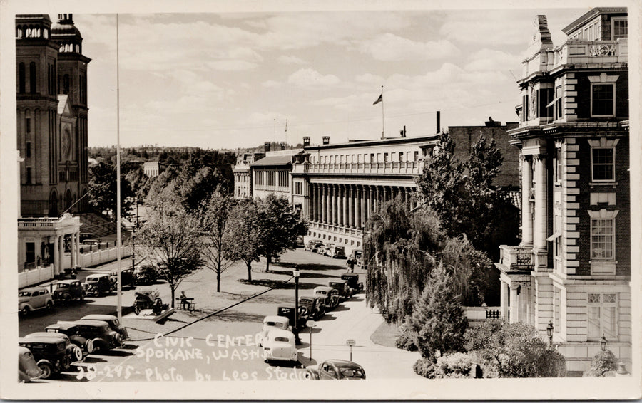 Spokane WA Civic Center Unused Leos Studio Real Photo Postcard 