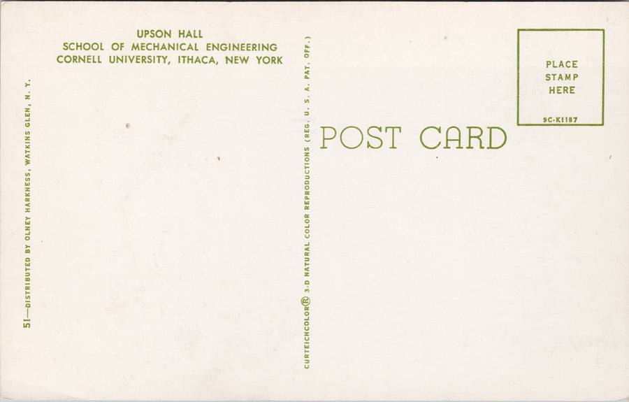 Ithaca NY Upson Hall School of Mechanical Engineering Cornell University Postcard S7