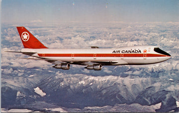 Air Canada Boeing 747 Jet Airplane Mountains Postcard 