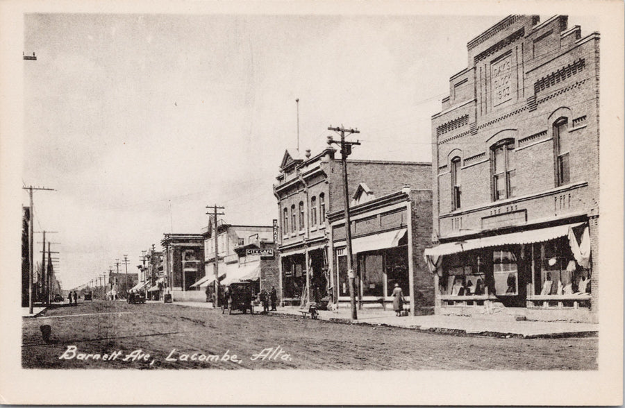 Lacombe Alberta Barnett Avenue City Cafe Postcard 