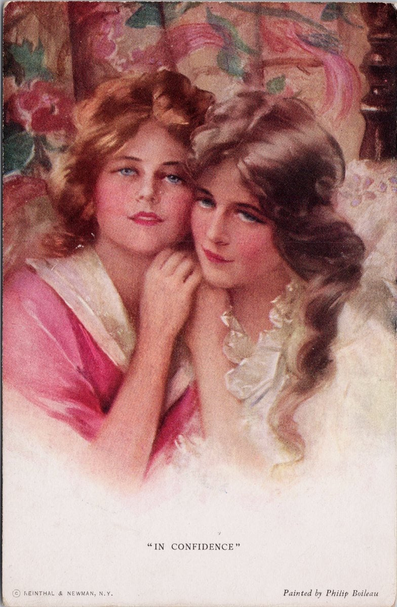 Philip Boileau 'In Confidence' Two Girls Postcard 