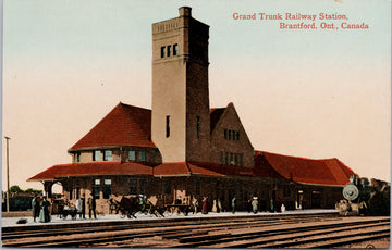 Brantford Ontario Grand Trunk Railway Station GTR Train Depot Postcard